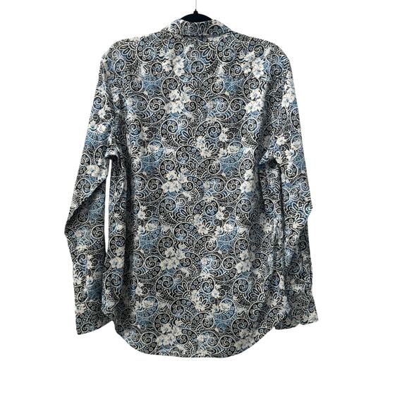 NWT! Robert Graham Tower Paisley Floral Print Long Sleeve in Blue - Size Medium - Picture 2 of 7